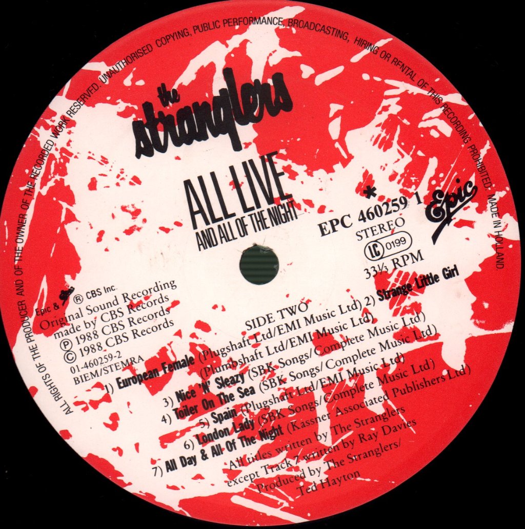 Stranglers - All Live And All Of The Night - Lp