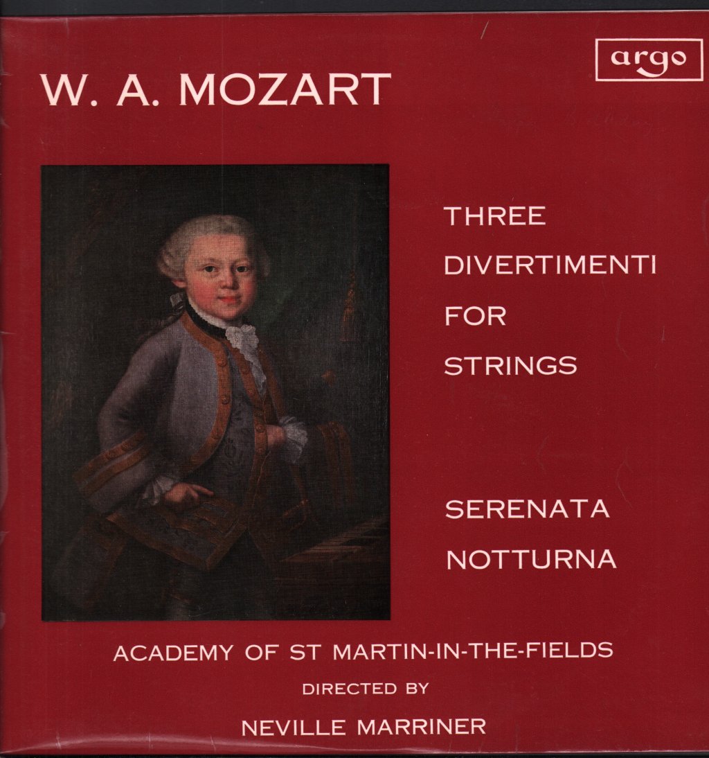 Neville Marriner / Academy Of St. Martin In The Fields - W.A. Mozart - Three Divertimenti For Strings / Serenata Notturna - Lp