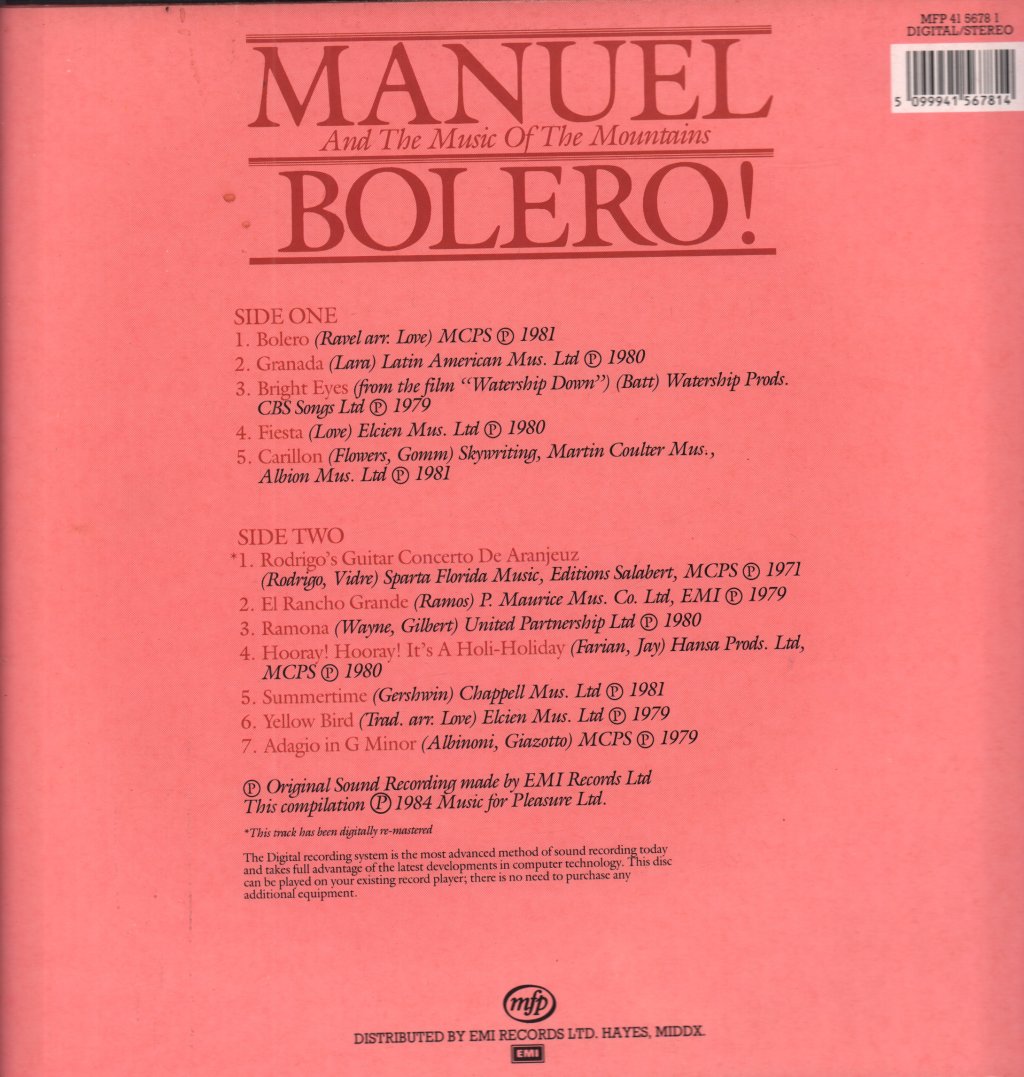 Manuel And His Music Of The Mountains - Bolero - Lp