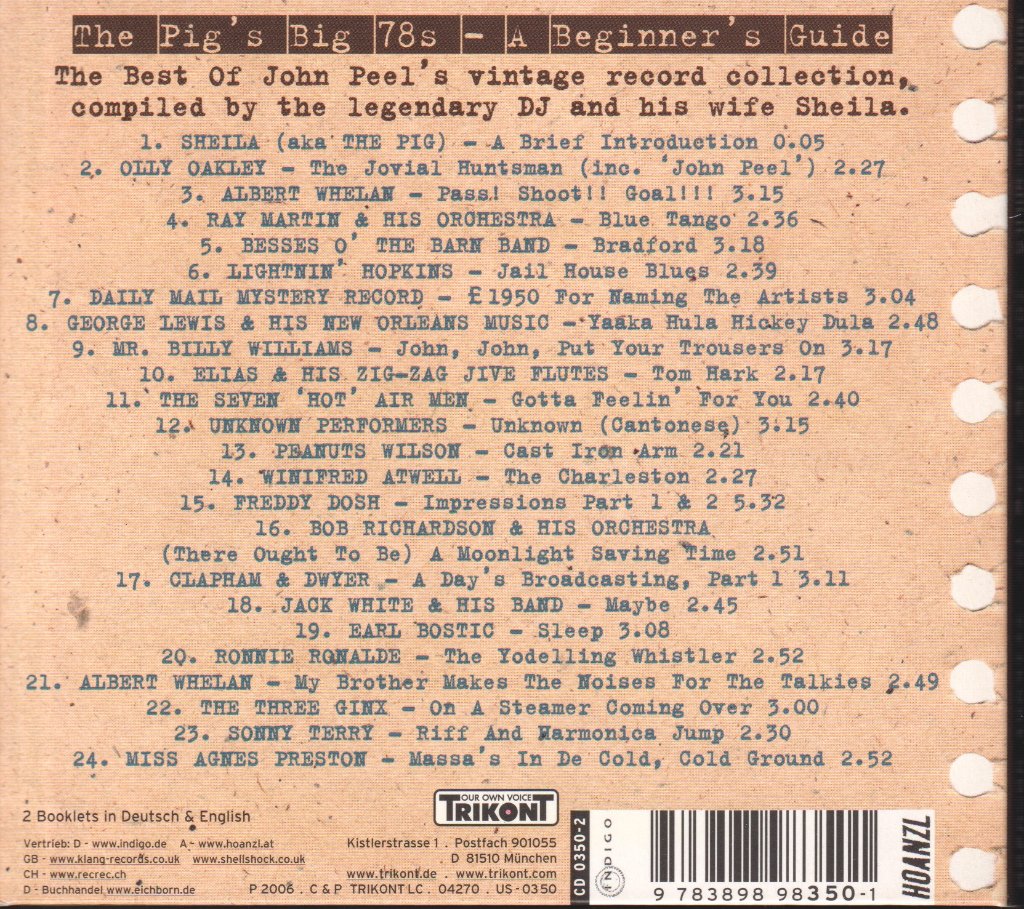 John Peel - Pig's Big 78s - A Beginner's Guide - Cd