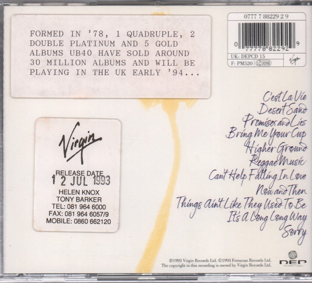 UB40 - Promises And Lies - Cd