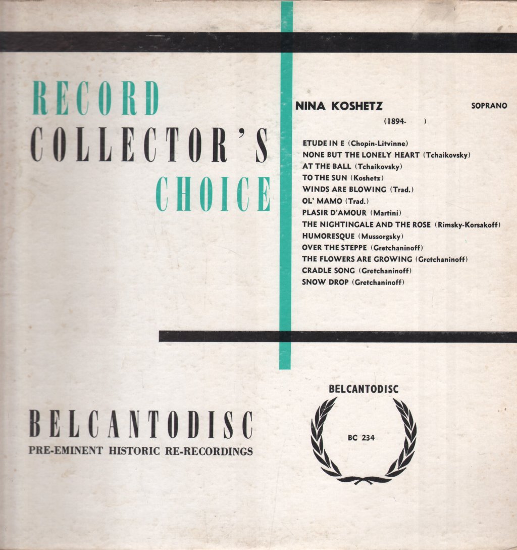 Nina Koshetz - Record Collector's Choice - Lp