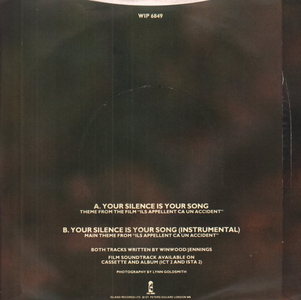 Steve Winwood - Your Silence Is Your Song - 7 Inch