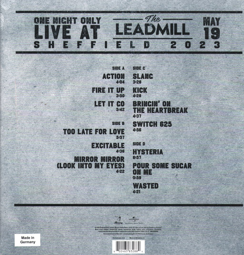 Def Leppard - One Night Only Live at The Leadmill Sheffield May 19, 2023 - Double Lp