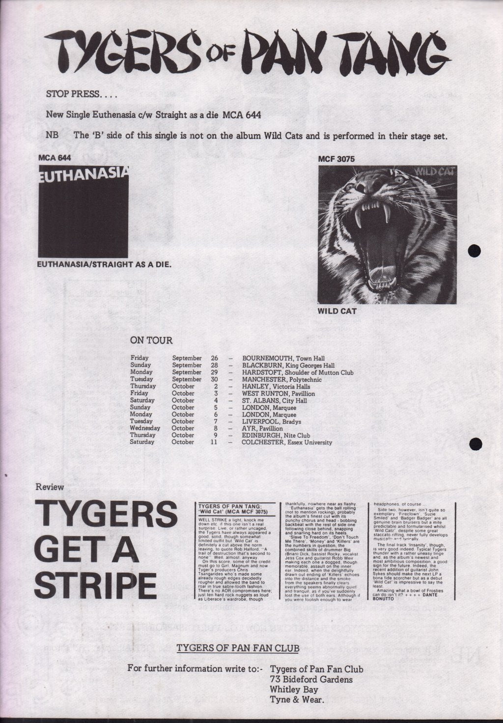 Mca News fist quartz wishbone ash tygers of pan tang white spirit steppenwolf trooper rossington collins band - newsletter - Newsletter