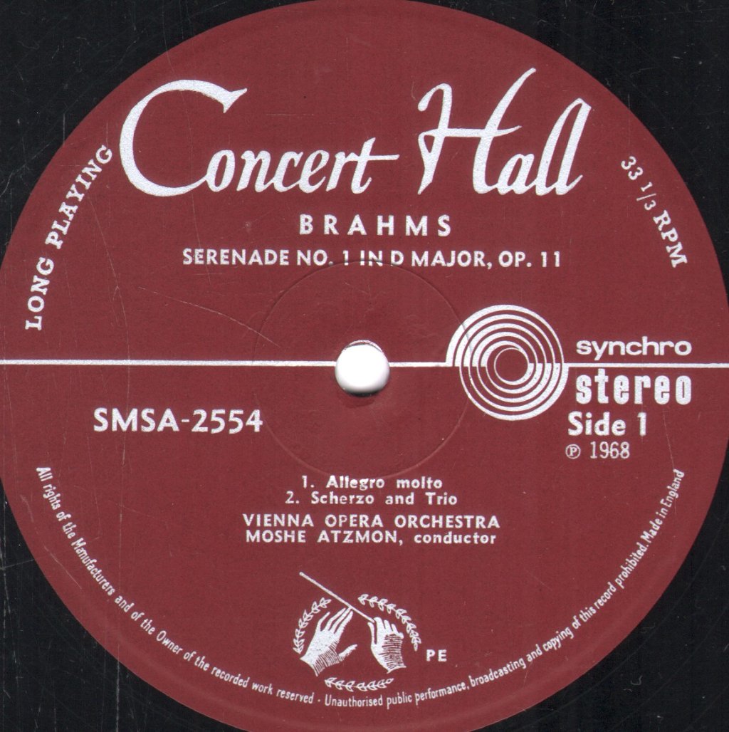 Moshe Atzmon / Vienna Opera Orchestra - Brahms - Serenade No.1 In D Major, Op.11 - Lp