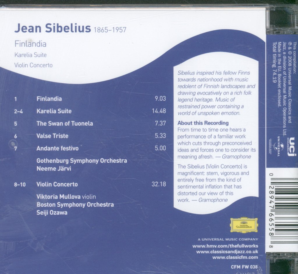 Viktoria Mullova / Seiji Ozawa / Boston Symphony Orch. - Finlandia, Karelia Suite, Violin Concerto - Cd