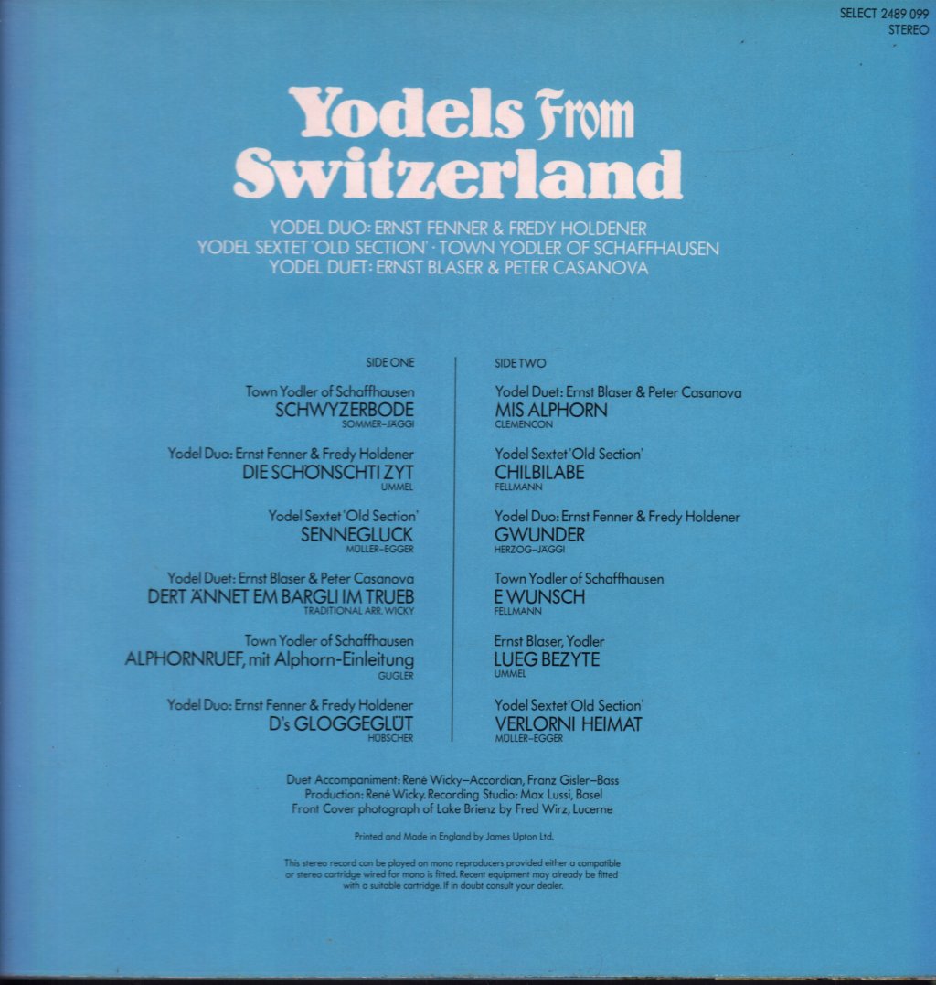 Various Artists - Yodels From Switzerland - Lp