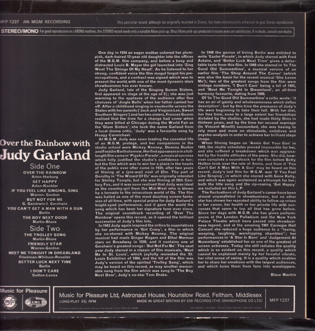 Judy Garland - Over The Rainbow With - Lp