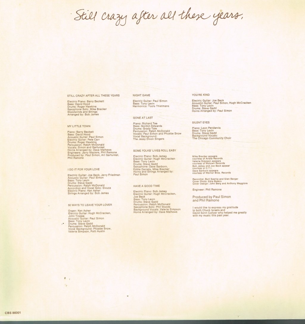 Paul Simon - Still Crazy After All These Years - Lp
