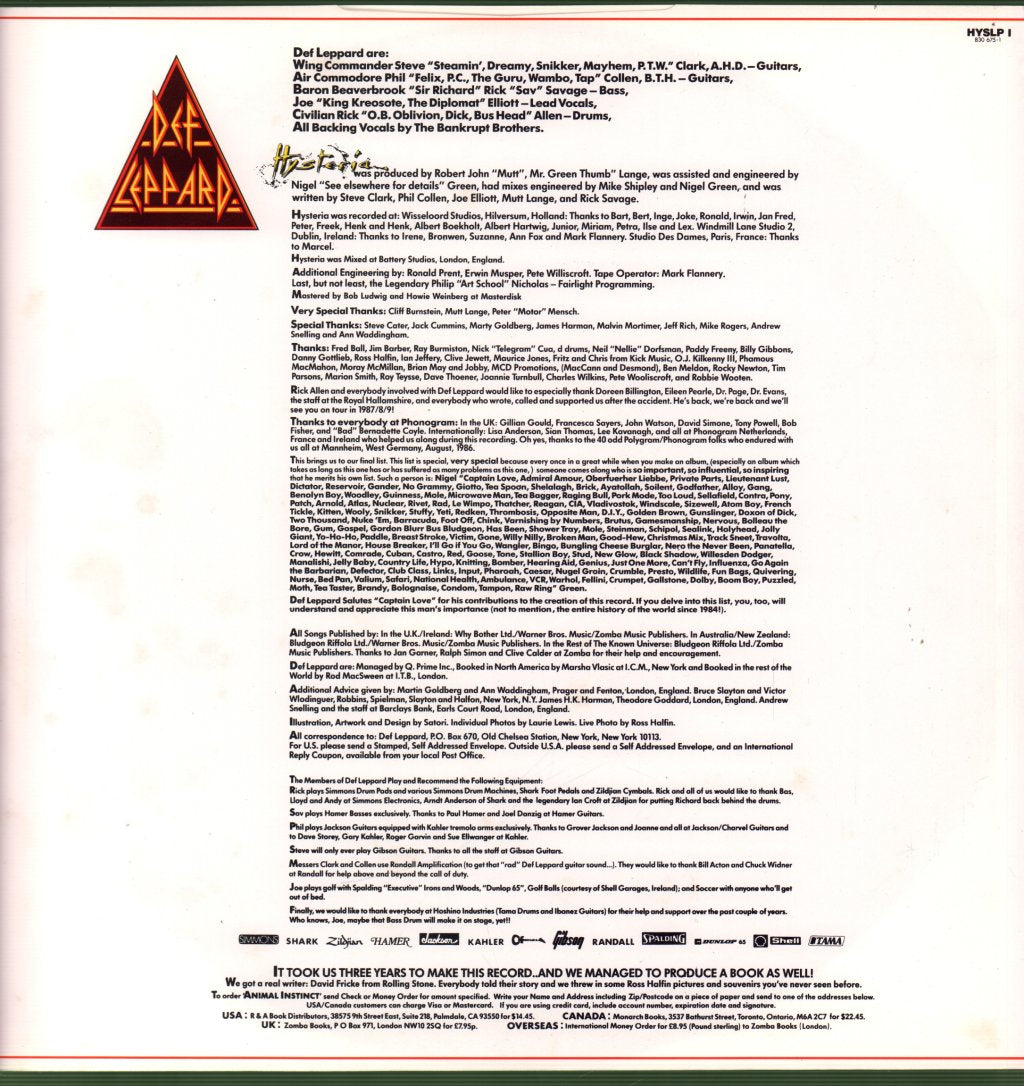 Def Leppard - Hysteria - Lp