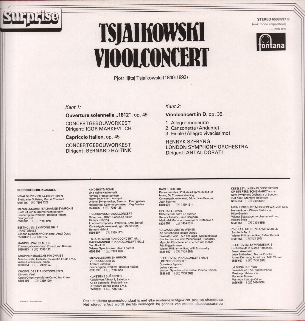 Henryk Szeryng - Tajaikowski Vioolconcert Overture 1812 - Lp
