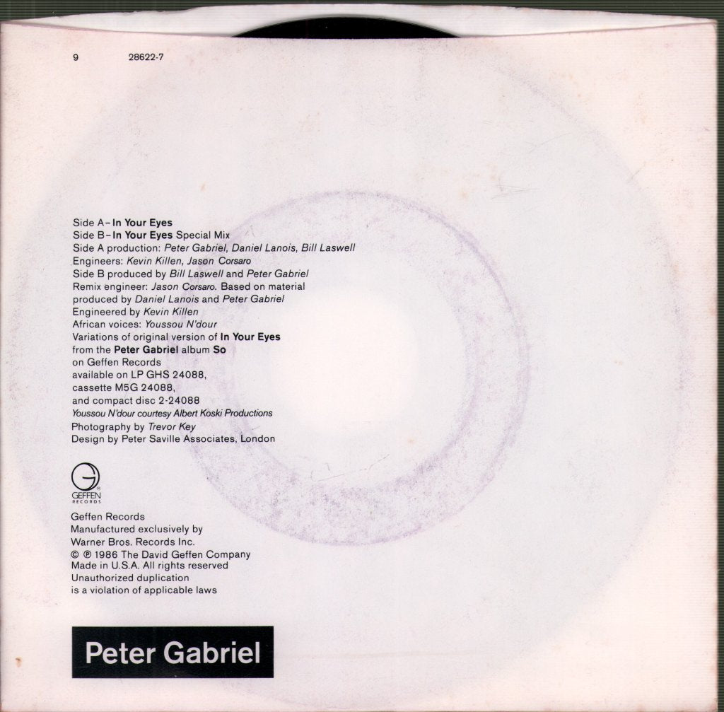 Peter Gabriel - In Your Eyes - 7 Inch