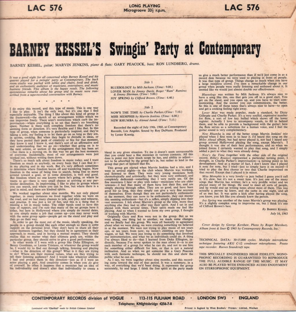 Barney Kessel - swingin' party - Lp