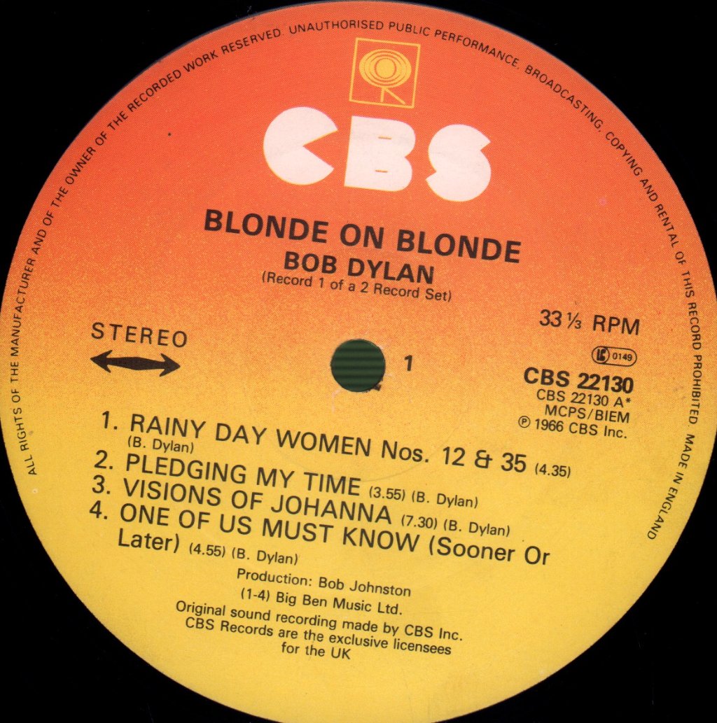 Bob Dylan - Blonde On Blonde - Double Lp