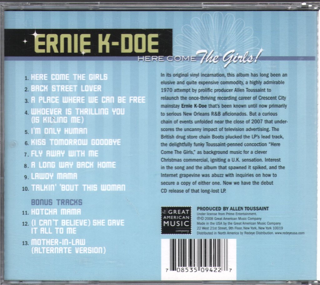 Ernie K-Doe - Here Come The Girls! - Cd
