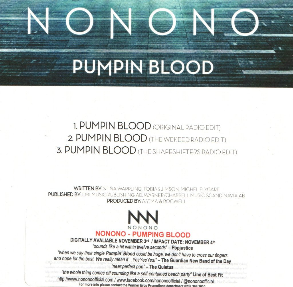 Nonono - Pumpin Blood - Cdr