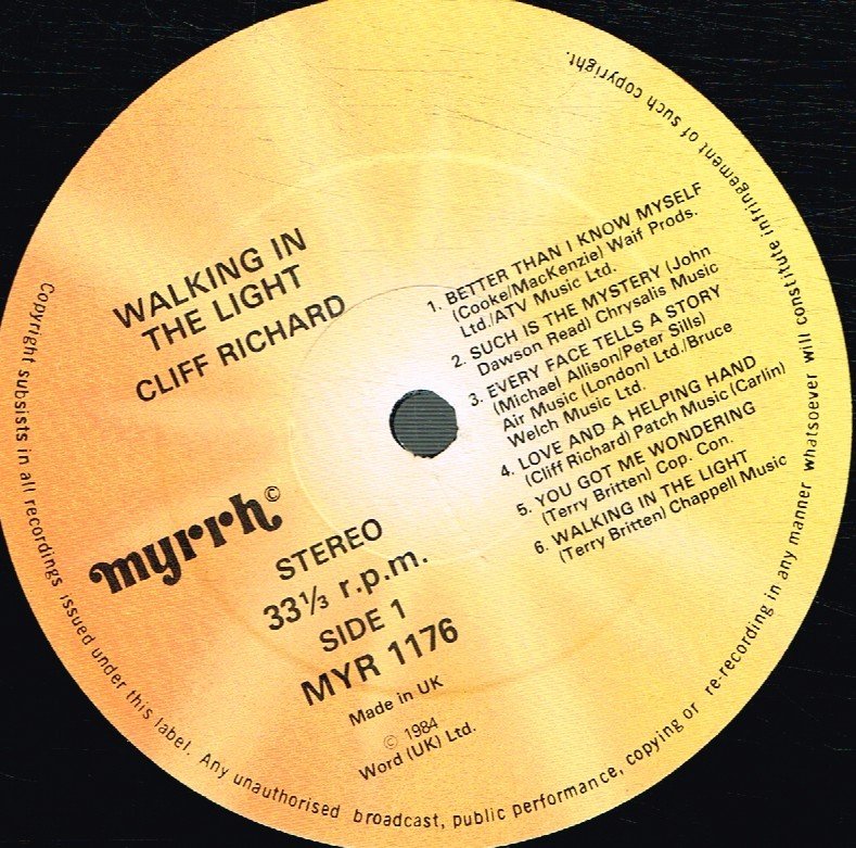 Cliff Richard - Walking In The Light - Lp