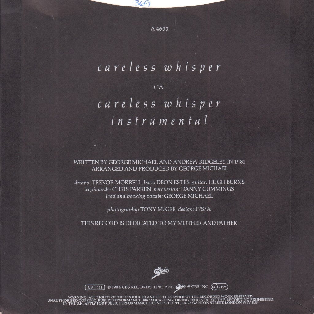 George Michael - Careless Whisper - 7 Inch