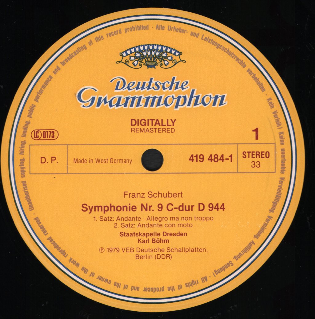 Karl Bohm / Dresden State Orchestra - Franz Schubert - Symphony No. 9 - Lp