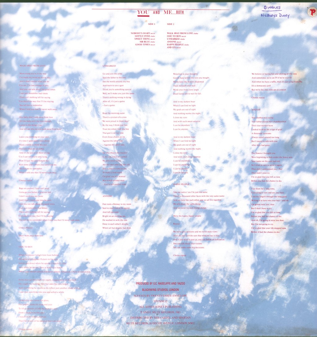 Yazoo - You And Me Both - Lp