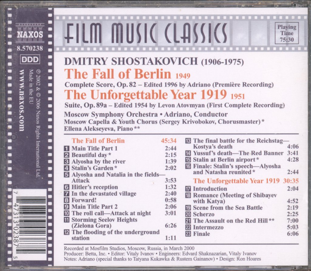 Moscow Symphony Orchestra - Fall of Berlin • Suite from "The Unforgettable Year 1919" - Cd