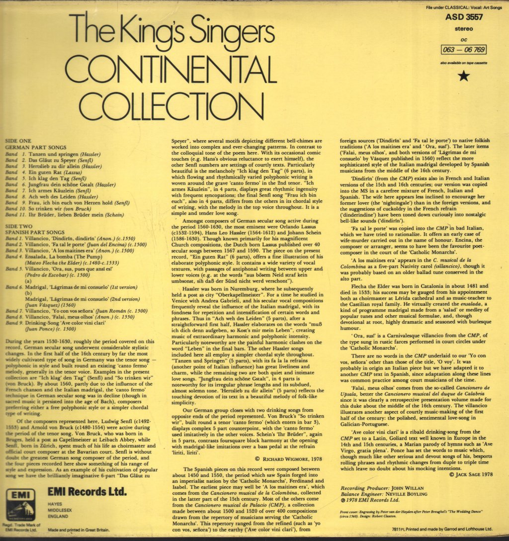 Kings Singers - Continental Collection - Lp