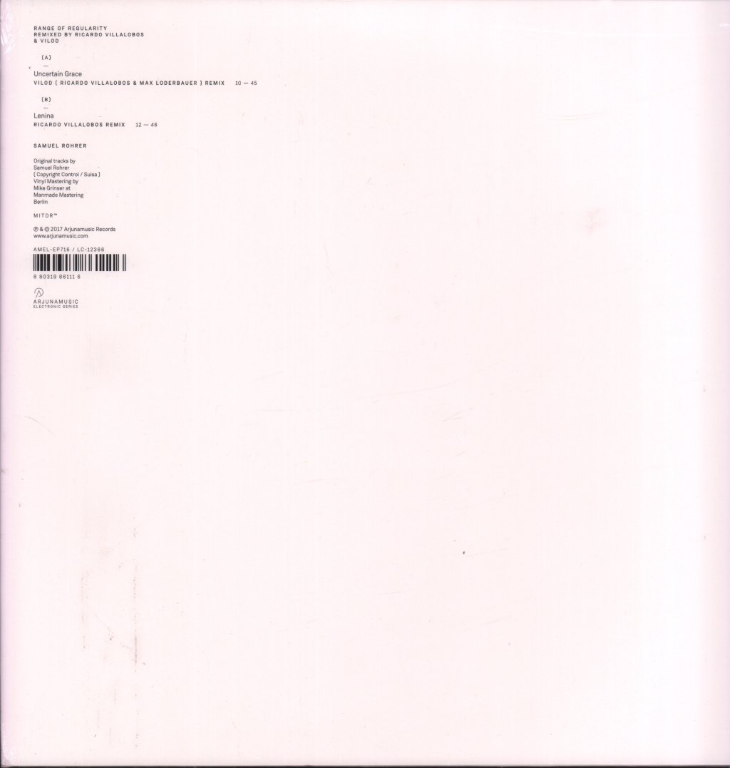 Samuel Rohrer - Range of Regularity Remixes - 12 Inch