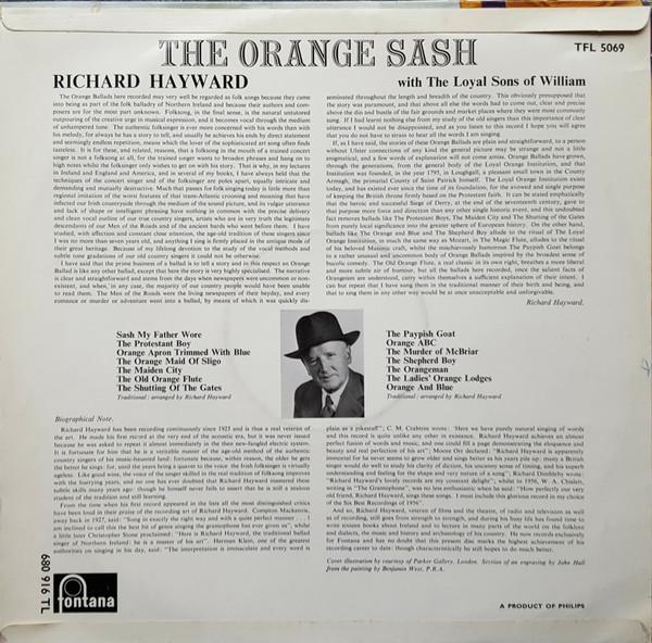 Richard Hayward With The Loyal Sons Of William - Orange Sash - Lp