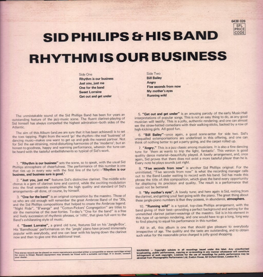 Sid Phillips And His Band - Rhythm Is Our Business - Lp