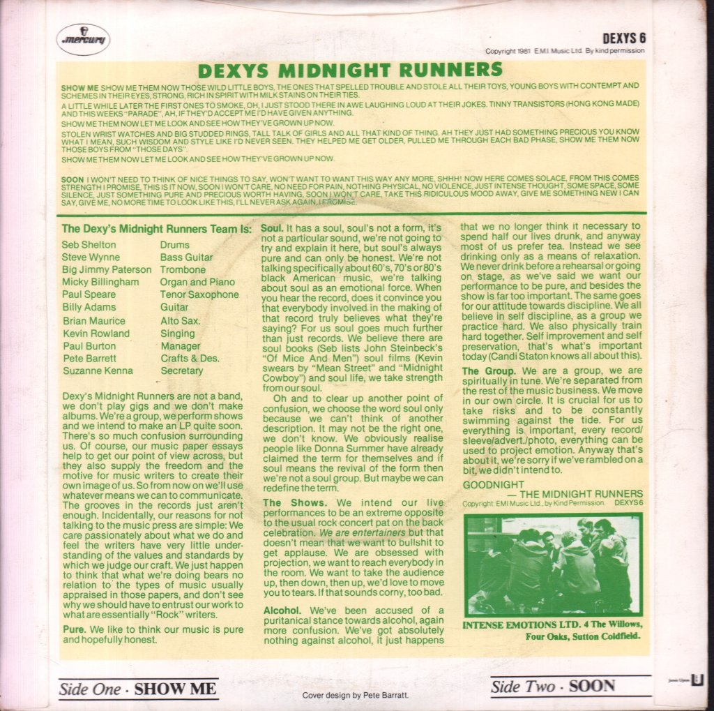 Dexys Midnight Runners - Show Me - 7 Inch
