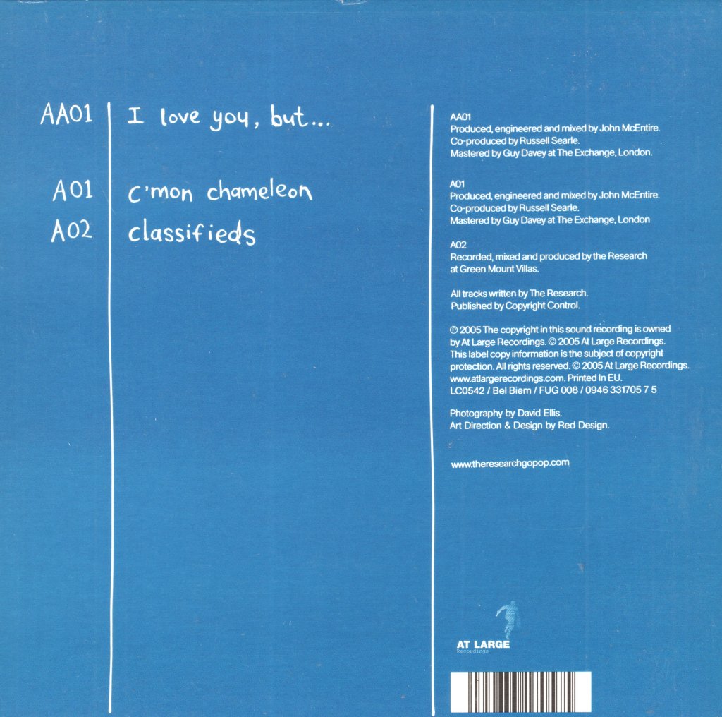 Research - I Love You, But... / C'mon Chameleon - 7 Inch