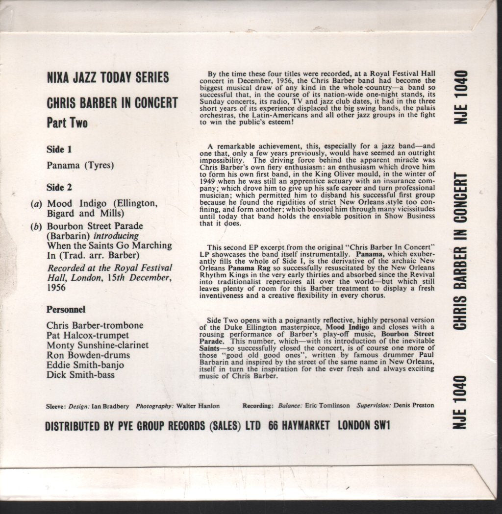 Chris Barber - In Concert Part Two - 7 Inch