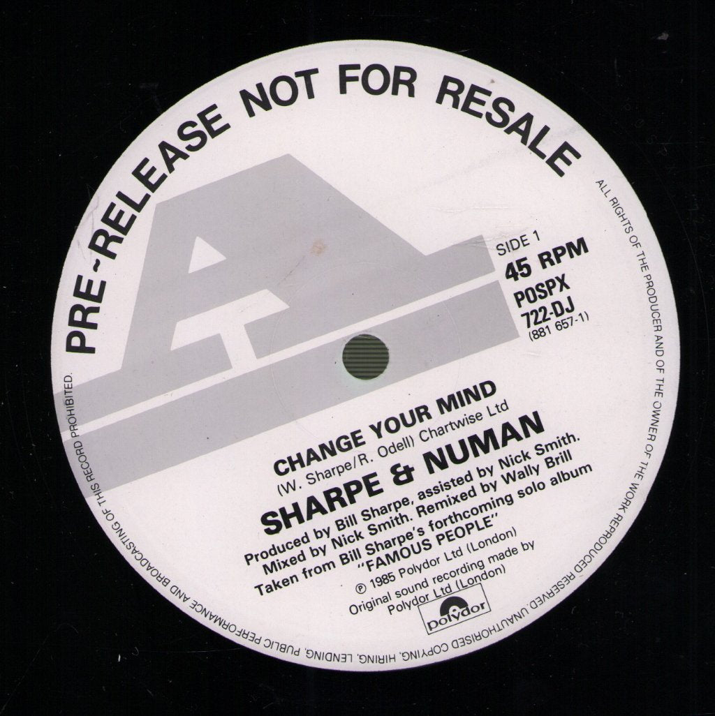 Sharpe & Numan - Change Your Mind - 12 Inch
