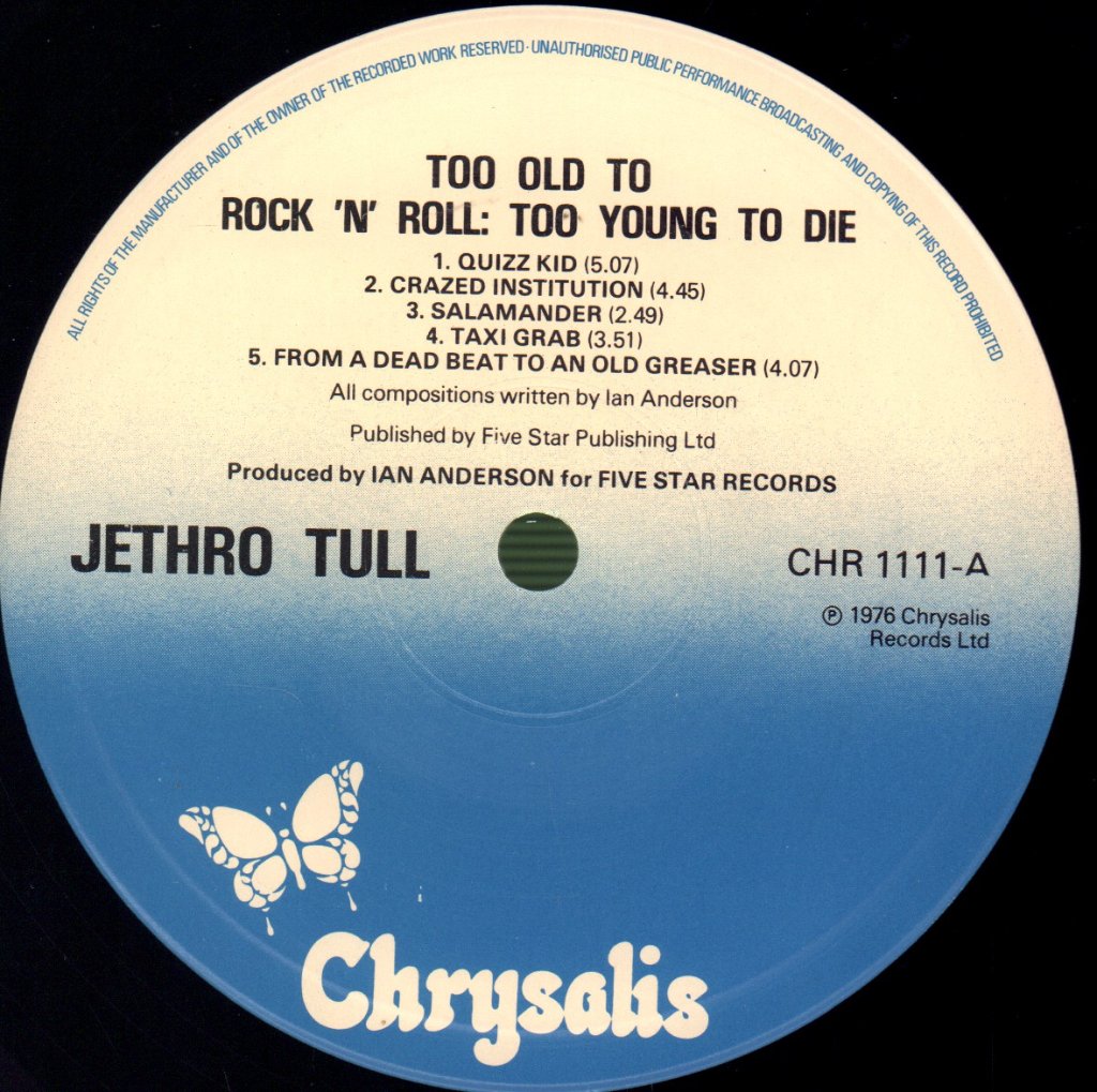 Jethro Tull - Too Old To Rock 'N' Roll Too Young To Die - Lp