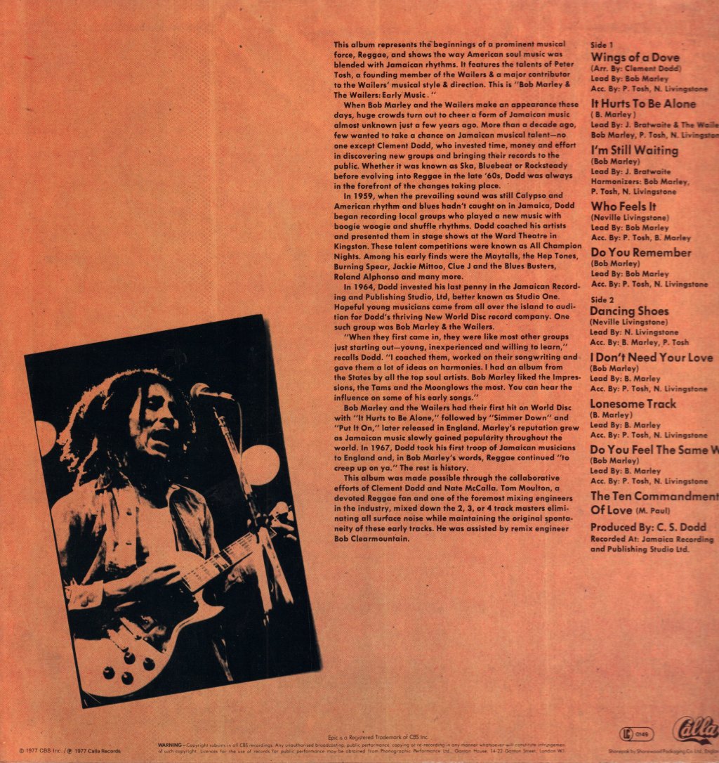Bob Marley And The Wailers With Peter Tosh - Early Music - Lp