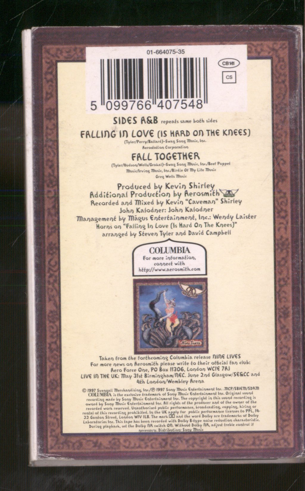 Aerosmith - Falling In Love (Is Hard On The Knees) - Cassette