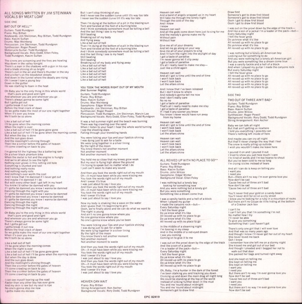 Meat Loaf - Bat Out Of Hell - Lp