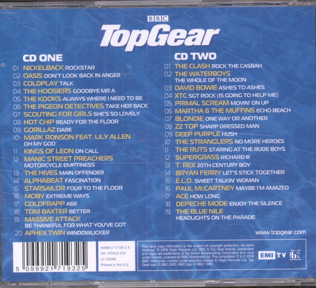 Various Artists - Top Gear Anthems 2008 - Double Cd