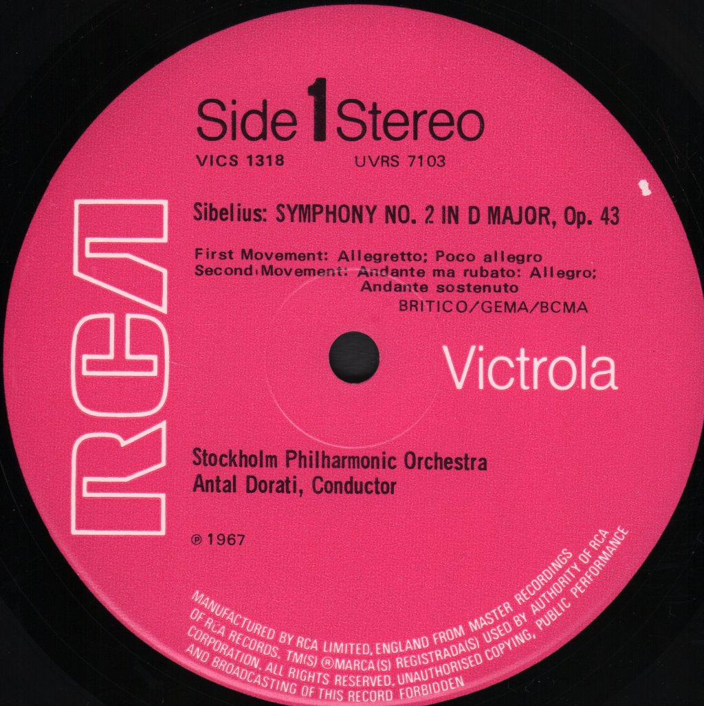 Antal Dorati / Stockholm Philharmonic Orchestra - Sibelius - Symphony No. 2 - Lp