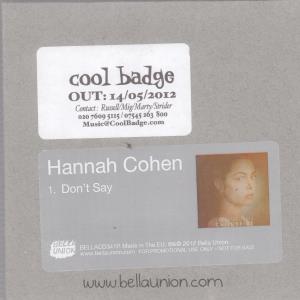 Hannah Cohen - Don't Say - Cd