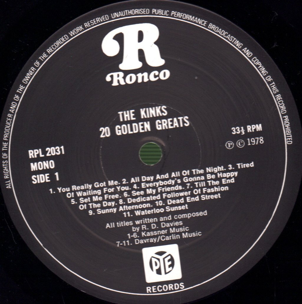 Kinks - 20 Golden Greats - Lp