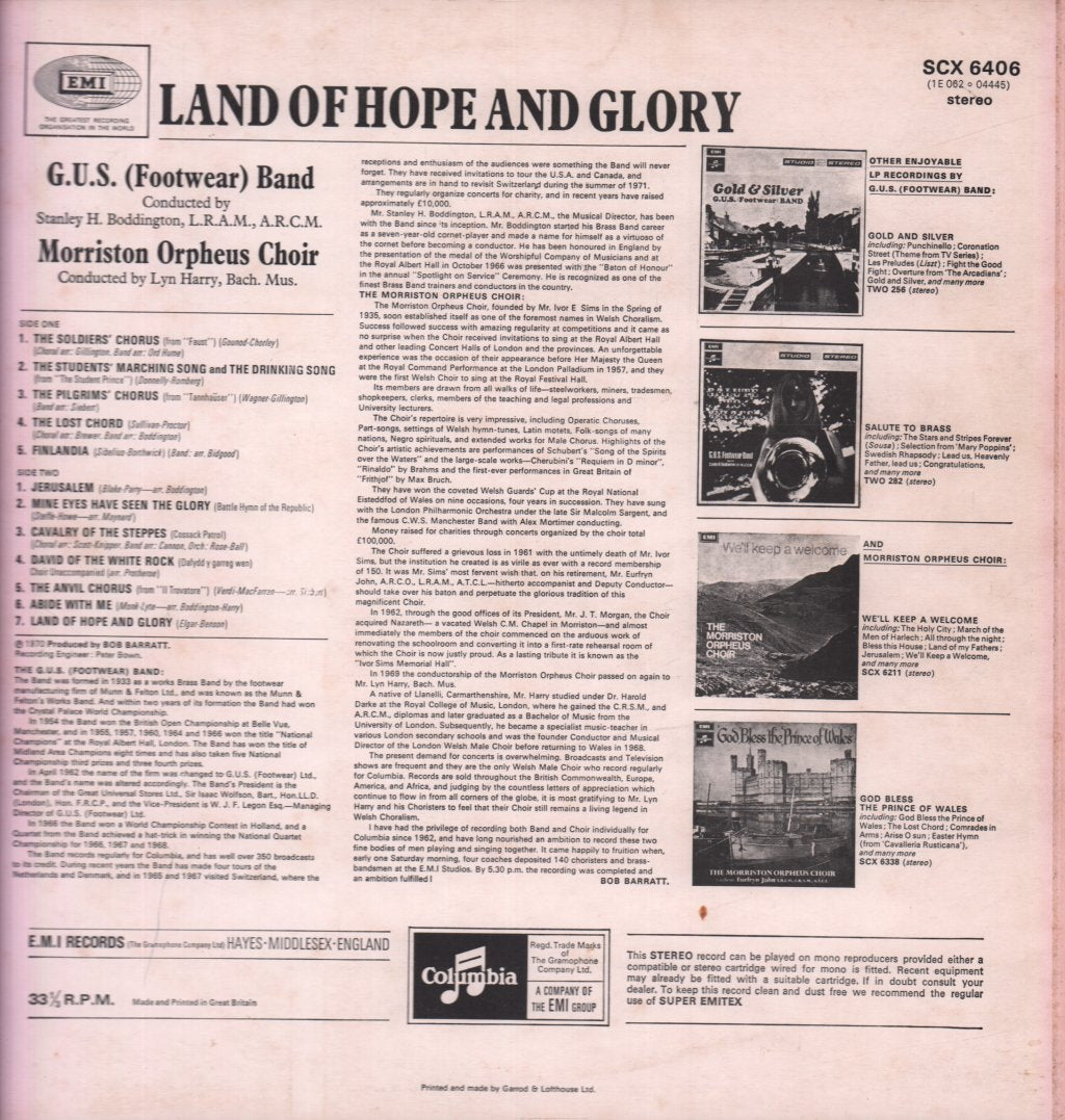 G.U.S. Footwear Band - Land Of Hope & Glory - Lp