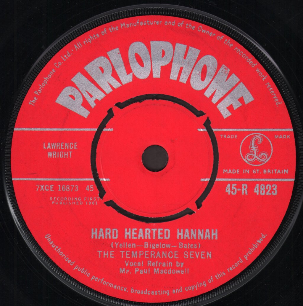 Temperance Seven - Hard Hearted Hannah - 7 Inch