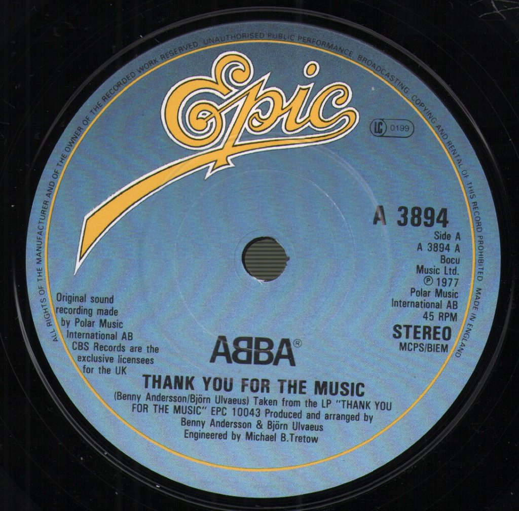 ABBA - Thank You For The Music - 7 Inch