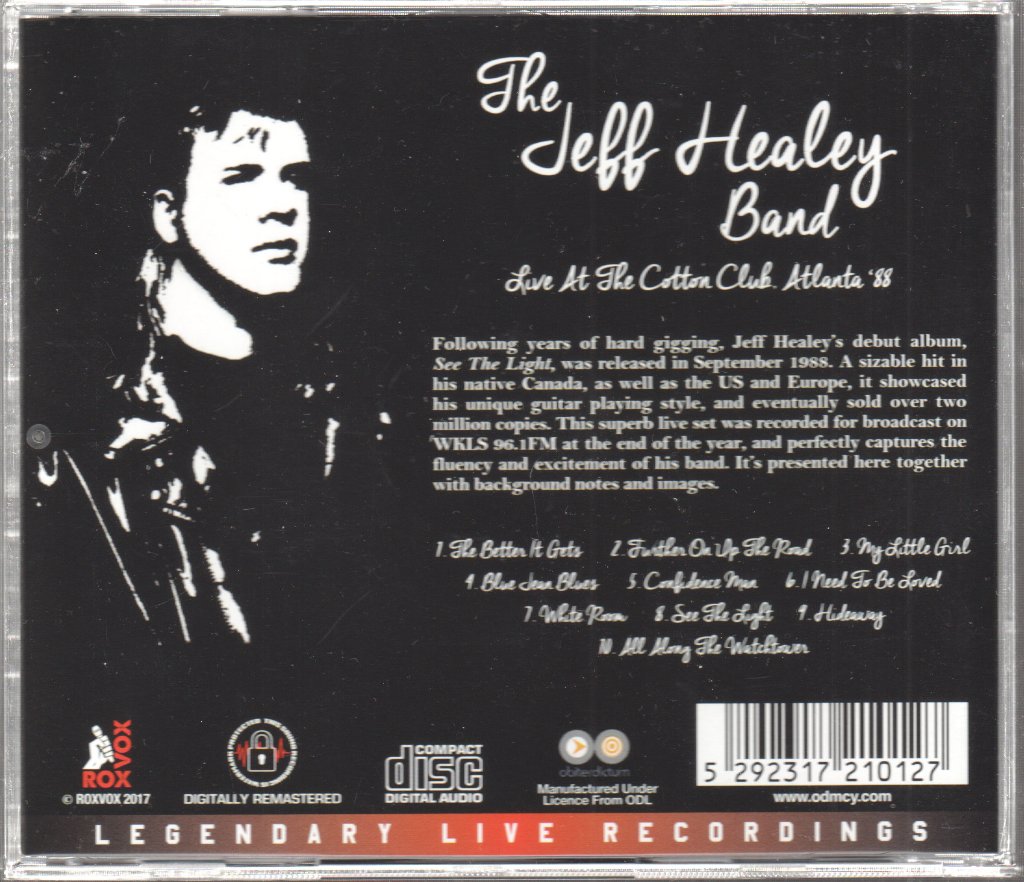 Jeff Healey Band - Live At The Cotton Club, Atlanta '88 - Cd