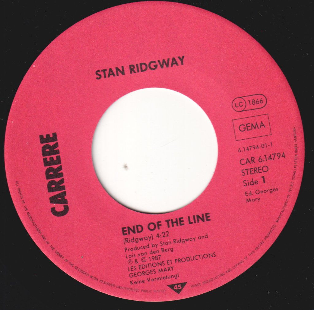 Stan Ridgway - End Of The Line - 7 Inch