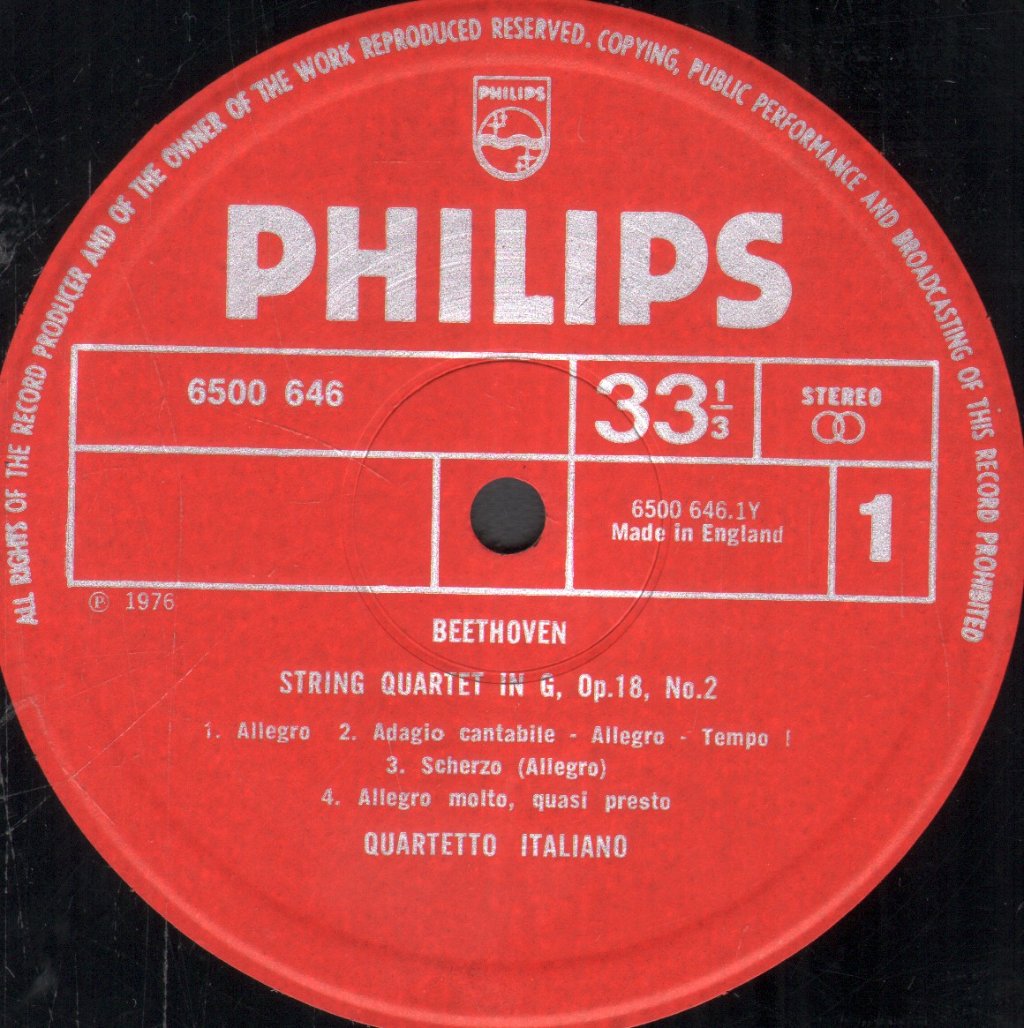 Quartetto Italiano - Beethoven - String Quartets Op. 18 Nos. 2 & 4 - Lp