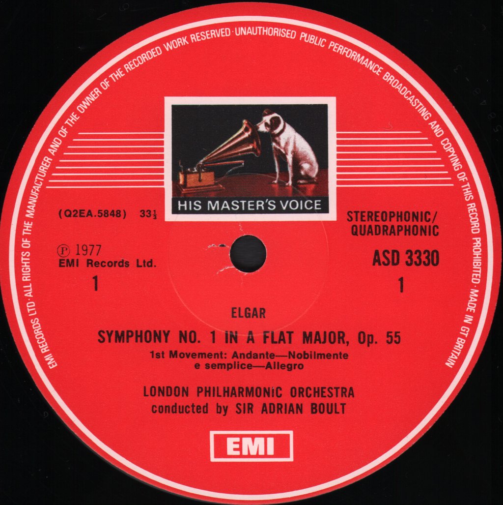 Sir Adrian Boult - Elgar Symphony No.1 - Lp