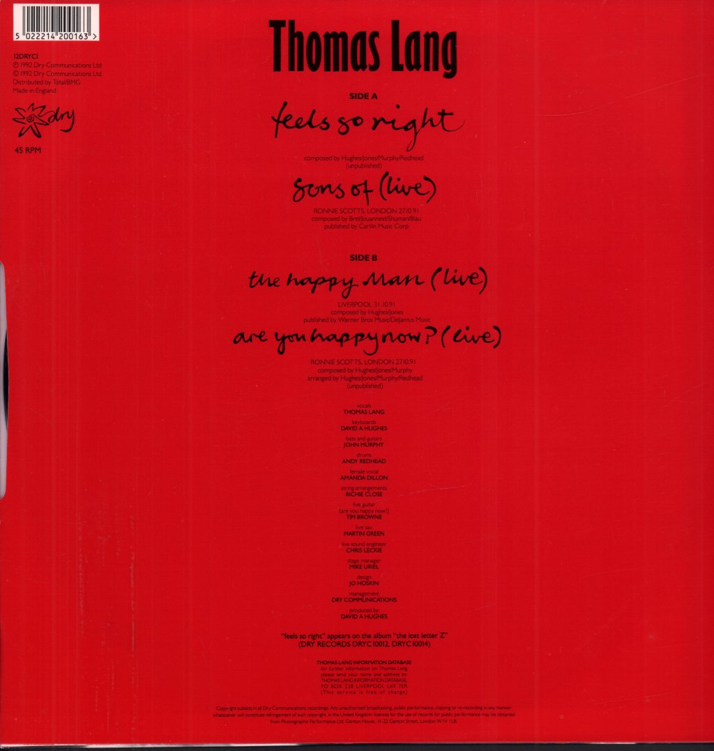 Thomas Lang - Feels So Right - 12 Inch